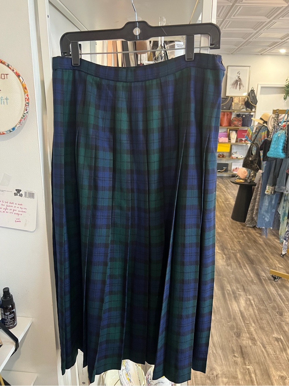 Pendleton Plaid tartan Maxi Skirt in Navy and Green